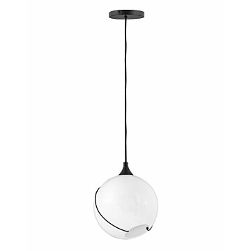 Hinkley Skye 1-Light Pendant In Black With Cased Opal Glass