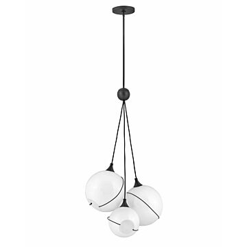Hinkley Skye 3-Light Pendant In Black With Cased Opal Glass