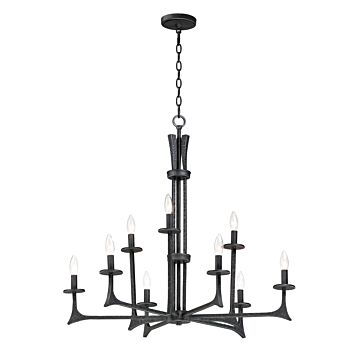 Anvil Nine Light Chandelier in Natural Iron by Maxim