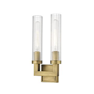Z-Lite Beau 2-Light Wall Sconce In Rubbed Brass