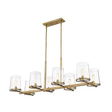 Z-Lite Callista 8-Light Linear Pendant Light In Rubbed Brass