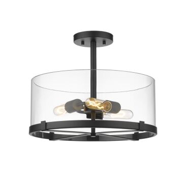 Z-Lite Callista 3-Light Semi Flush Mount Ceiling Light In Matte Black
