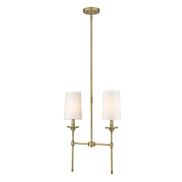 Z-Lite Emily 2-Light Linear Pendant Light In Rubbed Brass