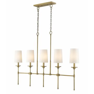 Z-Lite Emily 5-Light Linear Pendant Light In Rubbed Brass