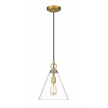Z-Lite Harper 1-Light Pendant Light In Rubbed Brass