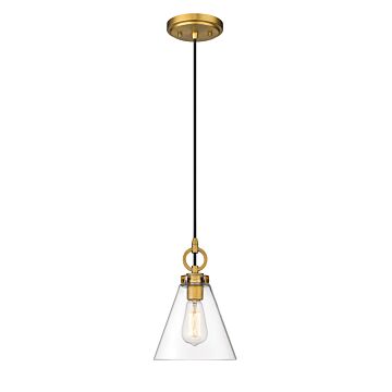 Z-Lite Harper 1-Light Pendant Light In Rubbed Brass