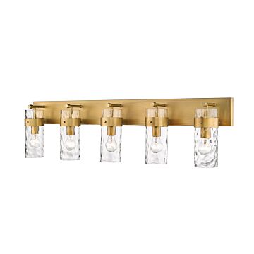 Z-Lite Fontaine 5-Light Bathroom Vanity Light In Rubbed Brass