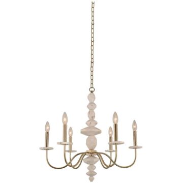 Kalco Carrara 6 Light Rustic Chandelier in Champagne Gold