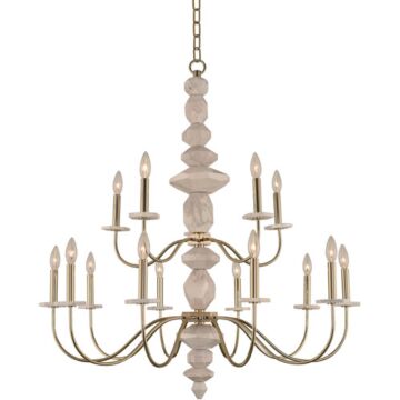 Kalco Carrara 15 Light Rustic Chandelier in Champagne Gold