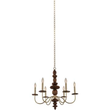Kalco Lassen 6 Light Rustic Chandelier in Champagne Gold