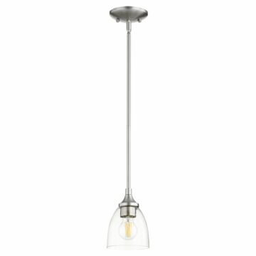 Enclave One Light Pendant in Satin Nickel  Clear Seeded by Quorum International