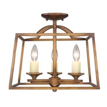 Athena Three Light Semi Flush Mount in Grecian Gold by Golden