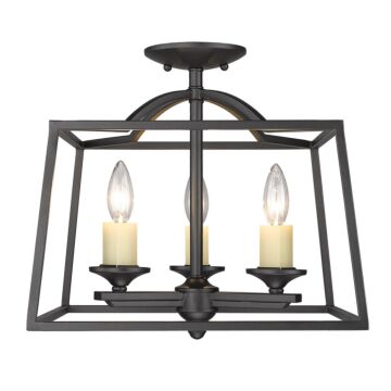 Athena NB Three Light Semi Flush Mount in Natural Black by Golden