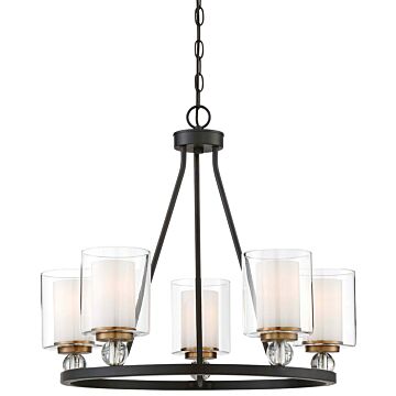 Studio 5 Five Light Chandelier in Painted Bronze WNatural Brush by MinkaLavery