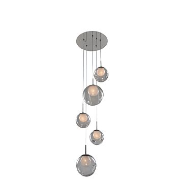 Meteor Five Light Pendant in Chrome by Kalco