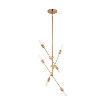 Axis Six Light Chandelier in Satin Brass by Visual Comfort Studio