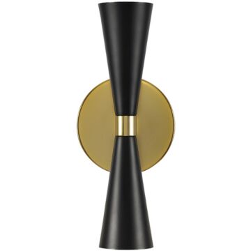 Milo LED Wall Sconce in Black and Vintage Brass by Kalco