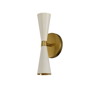 Milo LED Wall Sconce in White and Vintage Brass by Kalco