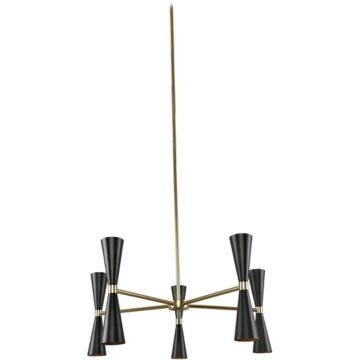 Milo LED Chandelier in Black and Vintage Brass by Kalco