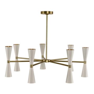 Milo LED Chandelier in White and Vintage Brass by Kalco