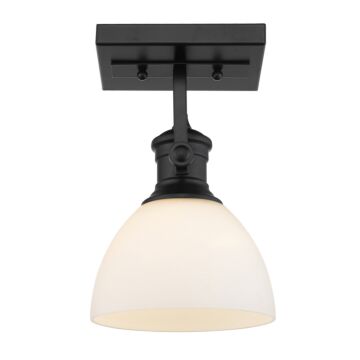 Hines BLK One Light Semi Flush Mount in Matte Black by Golden