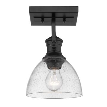 Hines BLK One Light Semi Flush Mount in Matte Black by Golden