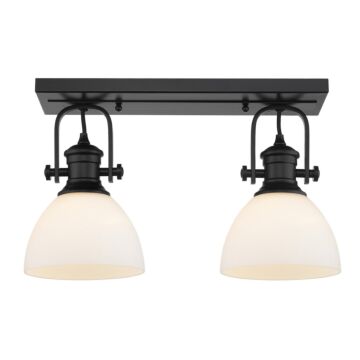Hines BLK Two Light Semi Flush Mount in Matte Black by Golden