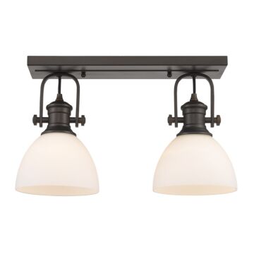 Hines RBZ Two Light Semi Flush Mount in Rubbed Bronze by Golden