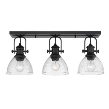 Hines BLK Three Light Semi Flush Mount in Matte Black by Golden