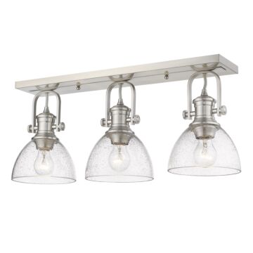 Hines PW Three Light Semi Flush Mount in Pewter by Golden