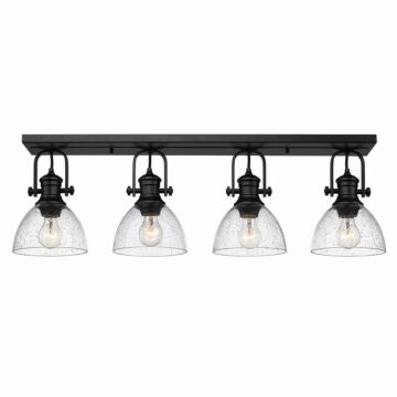 Hines BLK Four Light Semi Flush Mount in Matte Black by Golden