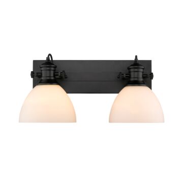 Hines BLK Two Light Bath Vanity in Matte Black by Golden