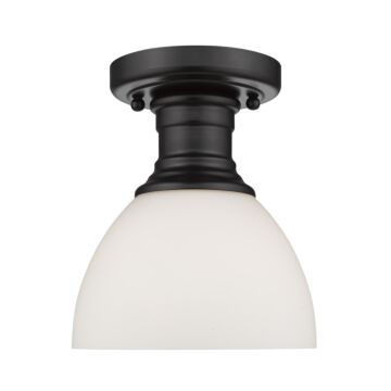 Hines BLK One Light Semi Flush Mount in Matte Black by Golden