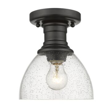 Hines BLK One Light Semi Flush Mount in Matte Black by Golden