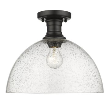 Hines BLK One Light Semi Flush Mount in Matte Black by Golden