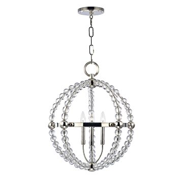 Hudson Valley Danville 3 Light 26 Inch Pendant Light in Polished Nickel