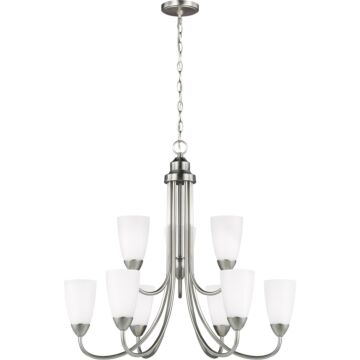 Sea Gull Seville 9 Light Chandelier in Brushed Nickel