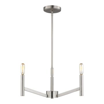 Vector Three Light Chandelier in Brushed Nickel by Visual Comfort Studio