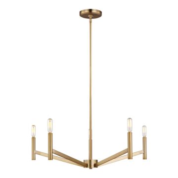 Vector Five Light Chandelier in Satin Brass by Visual Comfort Studio