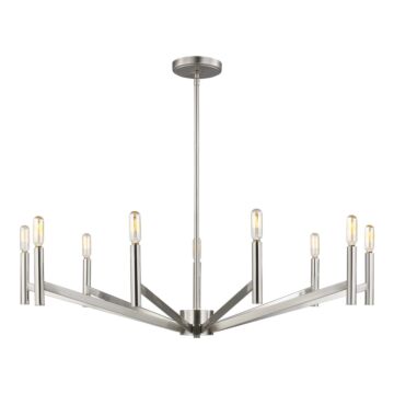 Vector Nine Light Chandelier in Brushed Nickel by Visual Comfort Studio