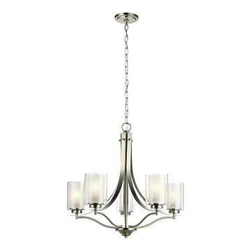 Elmwood Park Five Light Chandelier in Brushed Nickel by Generation Lighting.