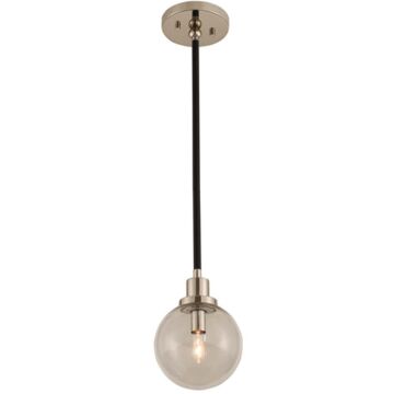 Cameo One Light Mini Pendant in Matte Black Finish With Nickel Accents by Kalco