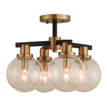  Cameo Ceiling Light in Matte Black Finish with Brushed Pearlized Brass