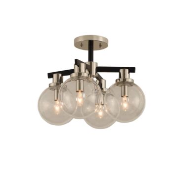 Cameo Four Light Semi Flush Mount in Matte Black Finish With Nickel Accents by Kalco