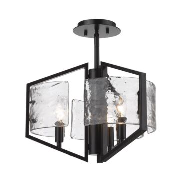 Varsha Three Light Semi Flush Mount in Matte Black by Golden