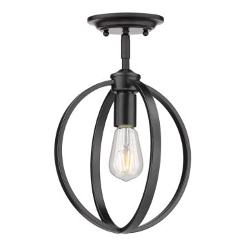 Colson BLK One Light Semi Flush Mount in Matte Black by Golden