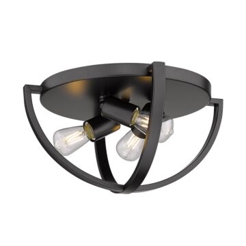 Colson BLK Three Light Flush Mount in Matte Black by Golden