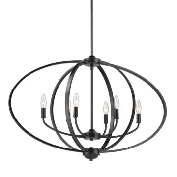 Colson BLK Six Light Linear Pendant in Matte Black by Golden
