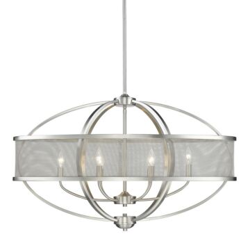 Colson PW Six Light Linear Pendant in Pewter by Golden
