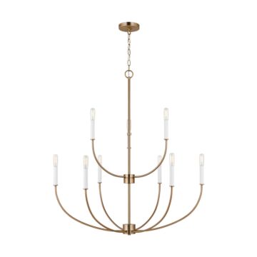 Greenwich Nine Light Chandelier in Satin Brass by Visual Comfort Studio